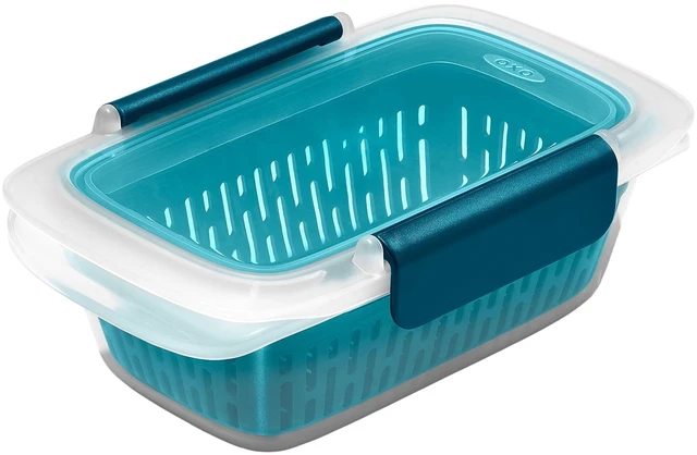 Main image of OXO Prep & Go Leakproof Fruit Storage Container with Colander for Berries, Grapes and Fresh Fruit, Teal
