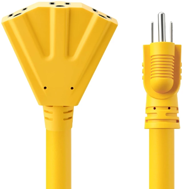 Alt view image 2 of 6 - Hyper Tough Heavy Duty 2ft Yellow Extension Cord, 15A