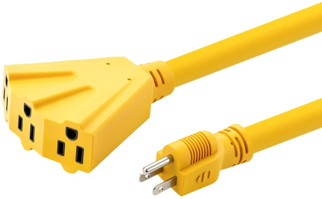 Alt view image 6 of 6 - Hyper Tough Heavy Duty 2ft Yellow Extension Cord, 15A