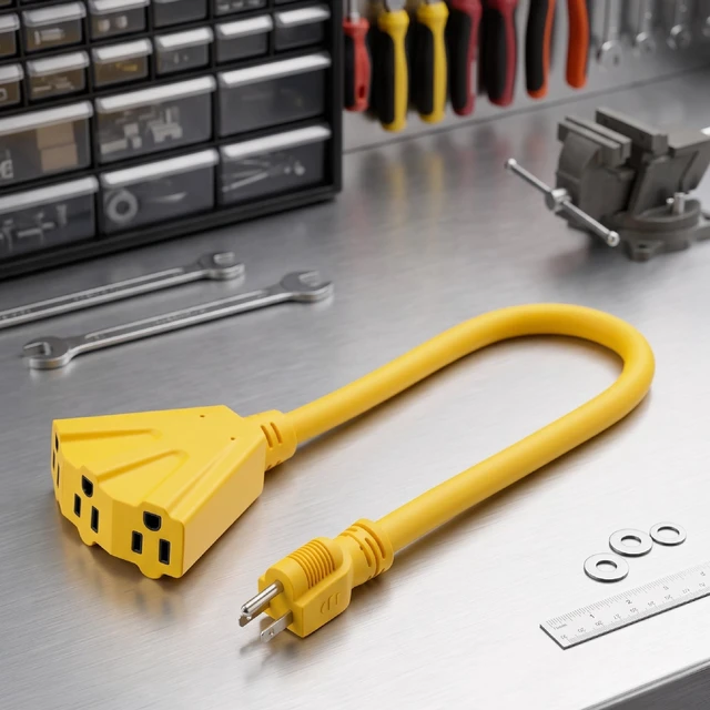Alt view image 3 of 6 - Hyper Tough Heavy Duty 2ft Yellow Extension Cord, 15A