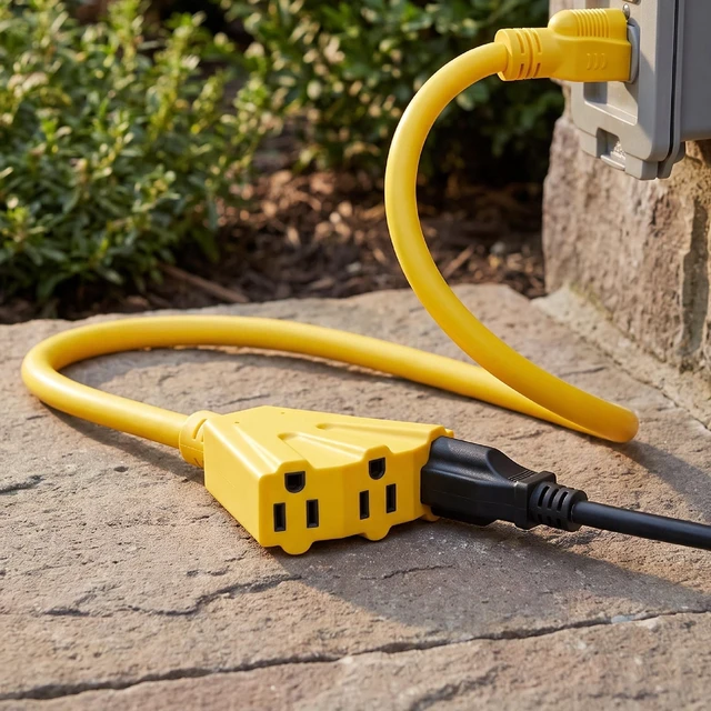 Alt view image 5 of 6 - Hyper Tough Heavy Duty 2ft Yellow Extension Cord, 15A
