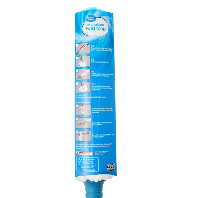 Alt view image 2 of 7 - Great Value Microfiber Twist Mop with Self-Wringing Ratchet and Removable Head