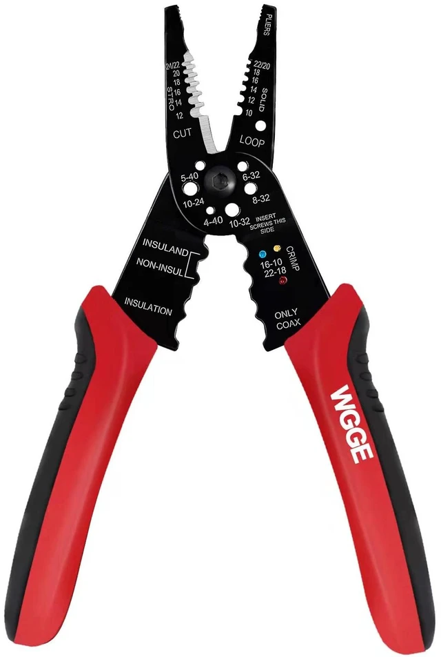 Main image of WGGE WG-015 Professional Wire Stripper, Wire Cutter and Wire Crimper, 8-Inch