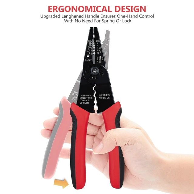 Alt view image 2 of 5 - WGGE WG-015 Professional Wire Stripper, Wire Cutter and Wire Crimper, 8-Inch