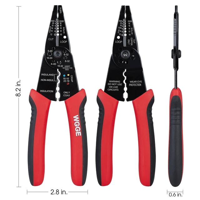 Alt view image 5 of 5 - WGGE WG-015 Professional Wire Stripper, Wire Cutter and Wire Crimper, 8-Inch