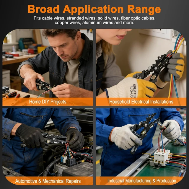 Alt view image 4 of 7 - 2026 Upgraded Wire Stripper Tool, 25-in-1 Multifunctional Cutting, Crimping & Nut Bolt Wrench, 16 AWG to 3 AWG, Electrical Wire Stripper for Industrial & Home Use