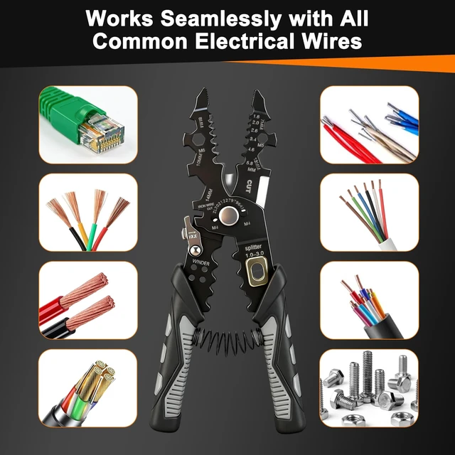 Alt view image 7 of 7 - 2026 Upgraded Wire Stripper Tool, 25-in-1 Multifunctional Cutting, Crimping & Nut Bolt Wrench, 16 AWG to 3 AWG, Electrical Wire Stripper for Industrial & Home Use