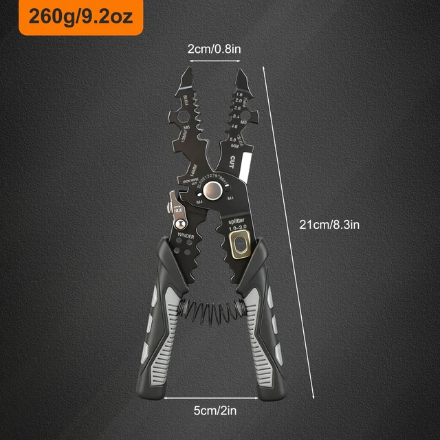 Alt view image 3 of 7 - 2026 Upgraded Wire Stripper Tool, 25-in-1 Multifunctional Cutting, Crimping & Nut Bolt Wrench, 16 AWG to 3 AWG, Electrical Wire Stripper for Industrial & Home Use