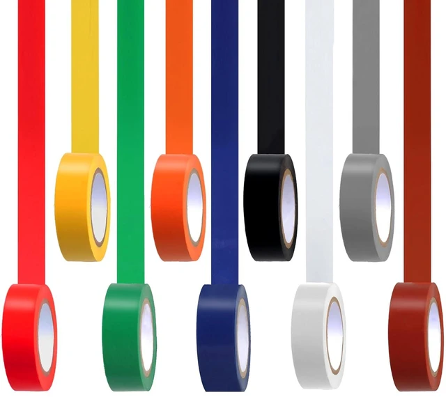 Main image of Romeda 9 Pack Coloured Electrical Tape, Water, Sun, Oil Resistant, for Domestic, Commercial, Industrial Use