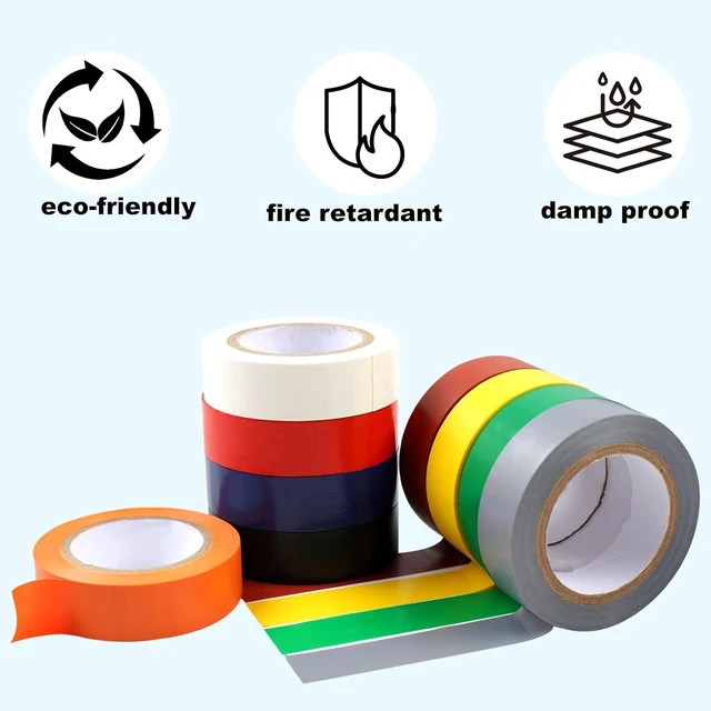 Alt view image 2 of 7 - Romeda 9 Pack Coloured Electrical Tape, Water, Sun, Oil Resistant, for Domestic, Commercial, Industrial Use