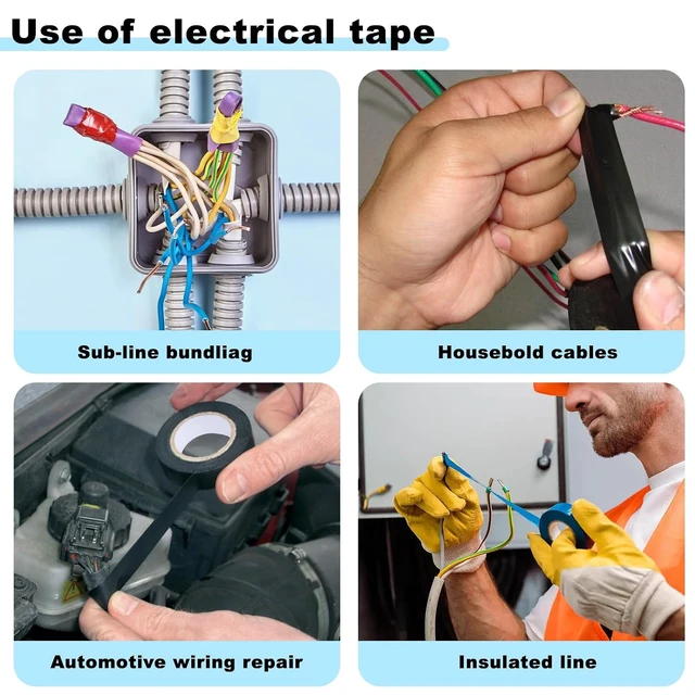 Alt view image 5 of 7 - Romeda 9 Pack Coloured Electrical Tape, Water, Sun, Oil Resistant, for Domestic, Commercial, Industrial Use