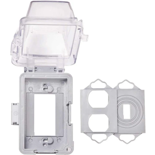 Alt view image 4 of 5 - TayMac Extra-Duty 1-Gang Weatherproof in-Use Outdoor Outlet Cover, Clear