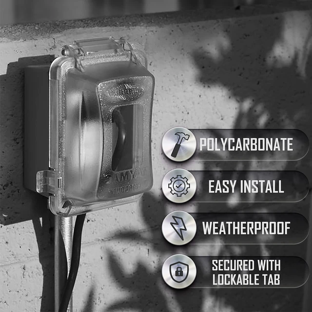 Alt view image 5 of 5 - TayMac Extra-Duty 1-Gang Weatherproof in-Use Outdoor Outlet Cover, Clear