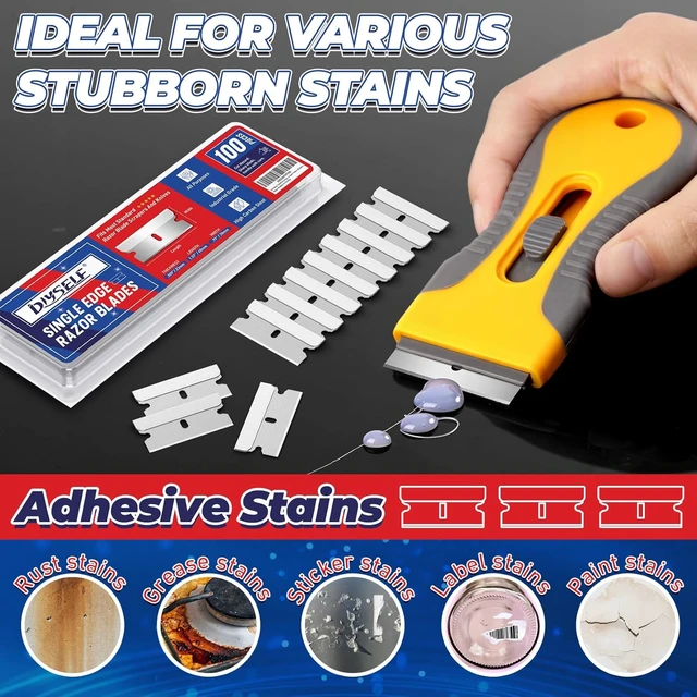Alt view image 3 of 6 - DIYSELF Single Edge Razor Blades, 100 Pack, High Carbon Steel, Refills for Razor Scraper & Utility Knife, for Removing Decals and Stickers