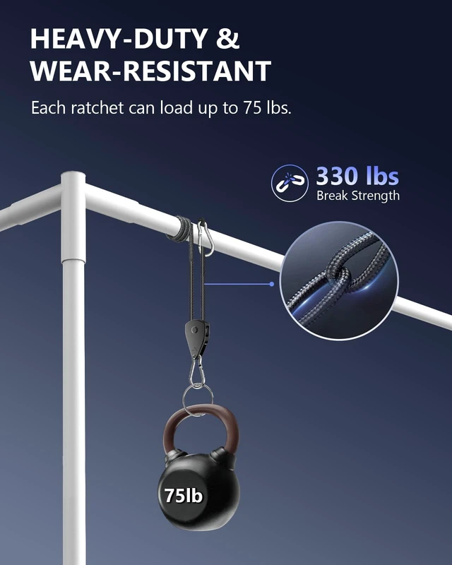 Alt view image 6 of 7 - Retractable Ratchet Tie-Down Straps, 1/8" x 8ft, 2 Pack, Heavy Duty