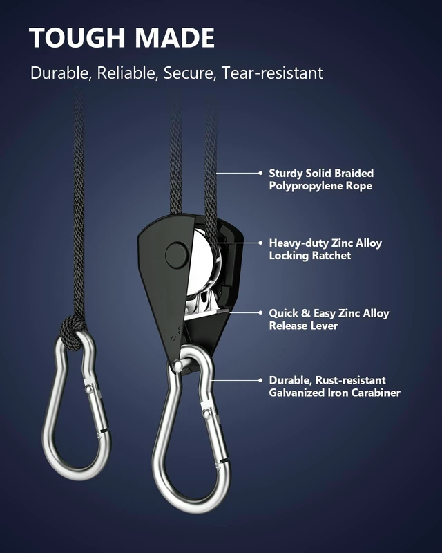 Alt view image 7 of 7 - Retractable Ratchet Tie-Down Straps, 1/8" x 8ft, 2 Pack, Heavy Duty