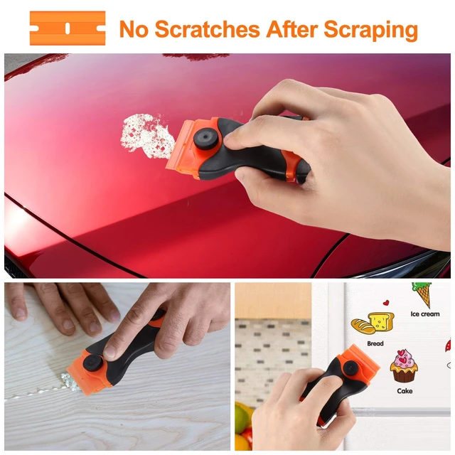 Alt view image 4 of 7 - 2-Pack 2-in-1 Razor Blade Scraper with 12 Plastic Blades and 7 Metal Blades for Decals, Stickers, Labels, Caulk, Adhesive, Paint Removal