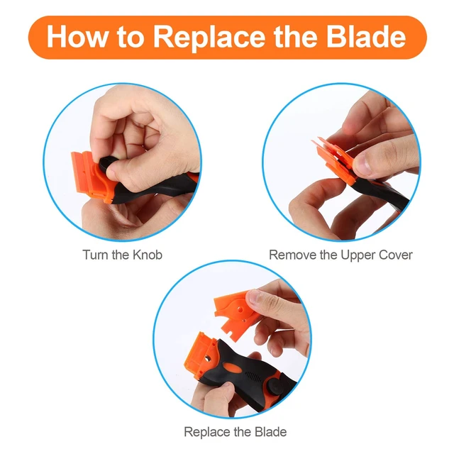 Alt view image 5 of 7 - 2-Pack 2-in-1 Razor Blade Scraper with 12 Plastic Blades and 7 Metal Blades for Decals, Stickers, Labels, Caulk, Adhesive, Paint Removal