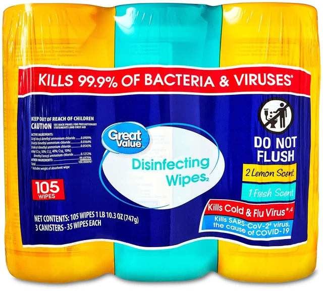 Main image of 105 Count Multipack Great Value Disinfecting Wipes, Fresh and Lemon Scent