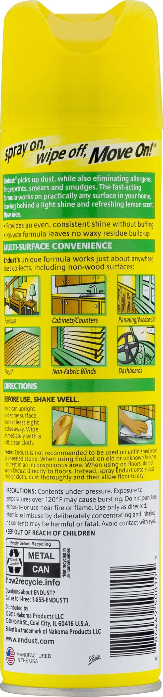 Alt view image 3 of 5 - Endust Multi-Surface Dusting and Cleaning Spray, Lemon Zest, 12.5 oz Aerosol