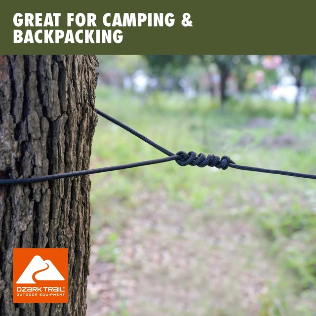 Alt view image 2 of 6 - Ozark Trail 1100 lb Polyester Paracord Rope, 50', Black