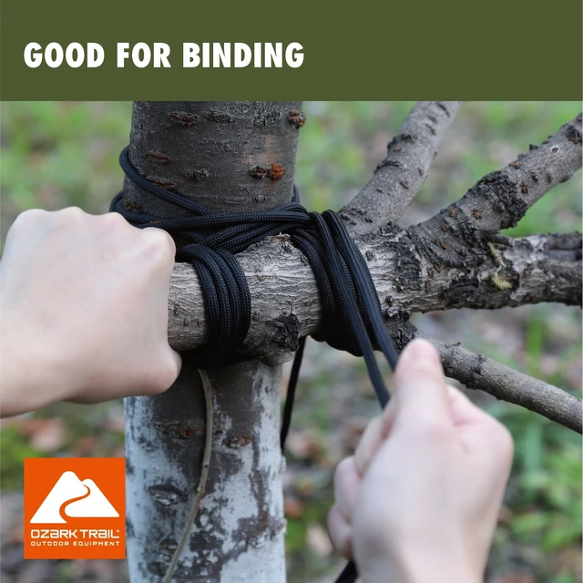 Alt view image 5 of 6 - Ozark Trail 1100 lb Polyester Paracord Rope, 50', Black