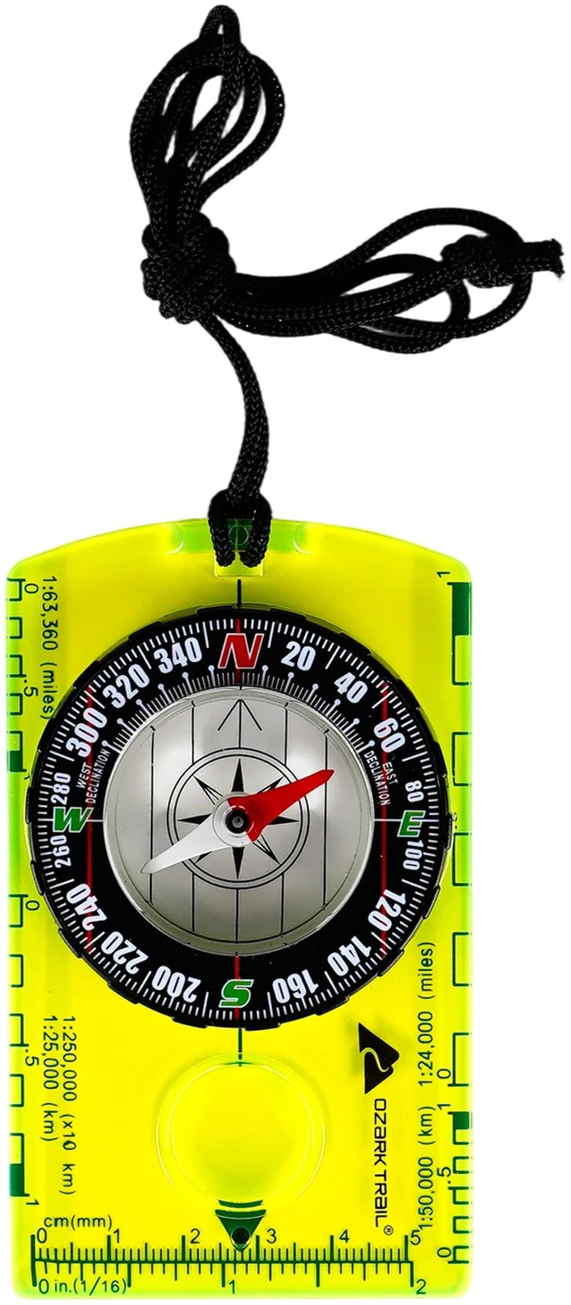 Main image of Ozark Trail Orienteering Compass, Green, Multiple Scale Ruler