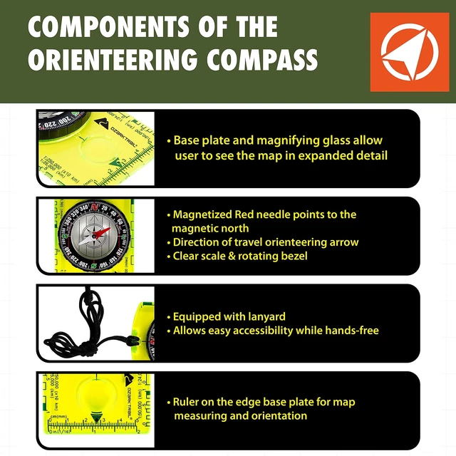 Alt view image 4 of 5 - Ozark Trail Orienteering Compass, Green, Multiple Scale Ruler