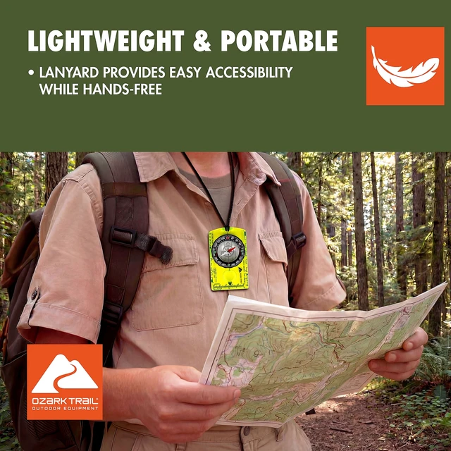 Alt view image 3 of 5 - Ozark Trail Orienteering Compass, Green, Multiple Scale Ruler