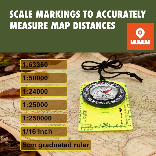 Alt view image 5 of 5 - Ozark Trail Orienteering Compass, Green, Multiple Scale Ruler