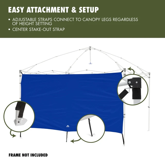 Alt view image 4 of 6 - Ozark Trail 10' x 10' Canopy Sun Wall Accessory, UPF 50+ Sun Protection, Blue