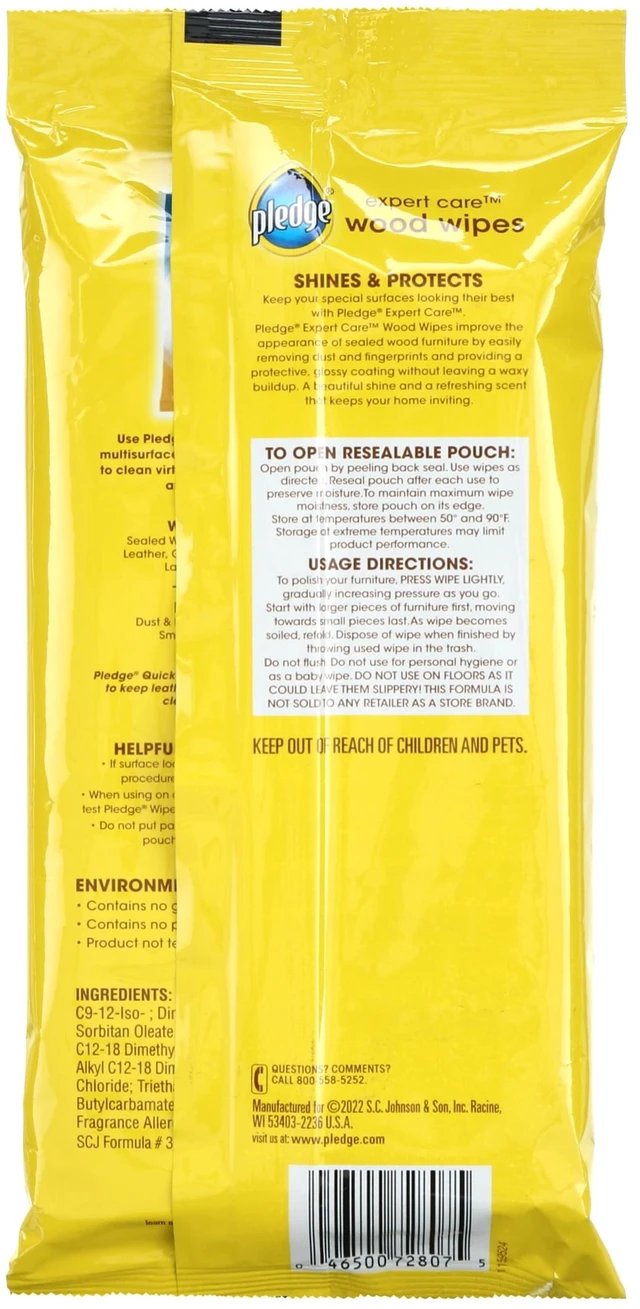 Alt view image 5 of 5 - Pledge Beautify It Lemon Enhancing Wipes, Dust Clean and Shine Wood, Stainless Steel and More, 24Count