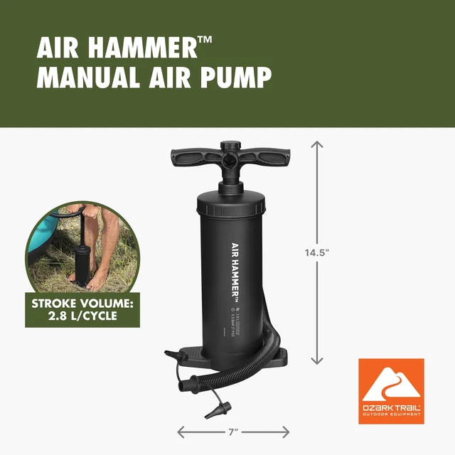 Alt view image 4 of 7 - Ozark Trail Air Hammer Manual Air Pump, Black, 14.5 in