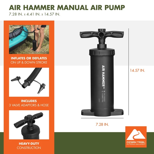 Alt view image 2 of 7 - Ozark Trail Air Hammer Manual Air Pump, Black, 14.5 in