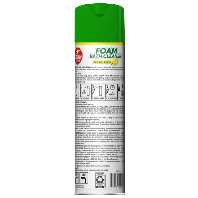 Alt view image 3 of 6 - Comet Foam Bathroom Cleaner, 22oz, Lemon Fresh Scent