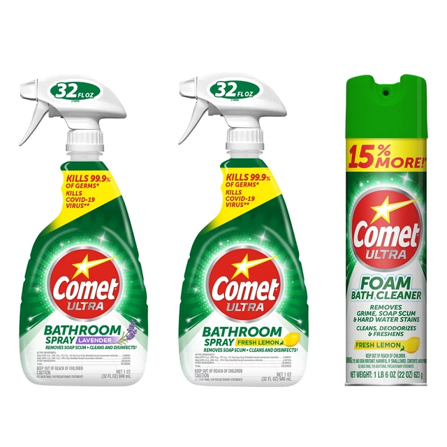 Alt view image 2 of 6 - Comet Foam Bathroom Cleaner, 22oz, Lemon Fresh Scent