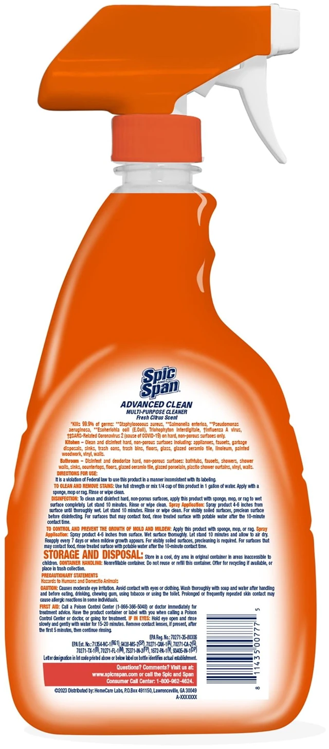 Alt view image 4 of 4 - Spic & Span 32oz Advanced Cleaning Spray Citrus Scent