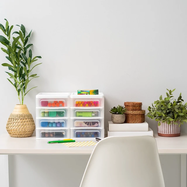 Alt view image 5 of 6 - IRIS Small 4-Drawer Compact Desktop Organizer, White-Clear, Set of 2