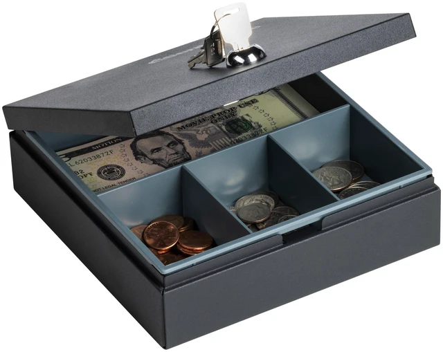 Main image of SentrySafe DS-1 Cash Box Safe with Privacy Key Lock and Removable Tray, 2.1 x 6.8 x 6.9 in, Black