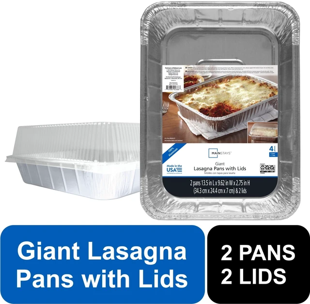 Main image of Mainstays 13" x 9" Aluminum Lasagna Pans with Lids, 2 Count