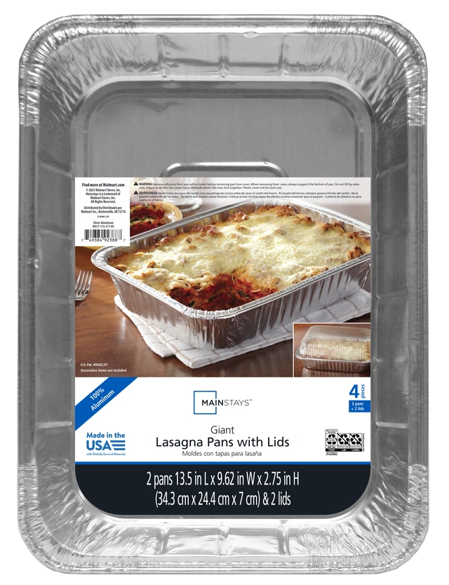 Alt view image 6 of 6 - Mainstays 13" x 9" Aluminum Lasagna Pans with Lids, 2 Count