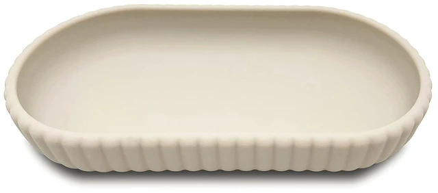 Main image of Mainstays Rubberized Plastic Ribbed Accessory Tray, Beige