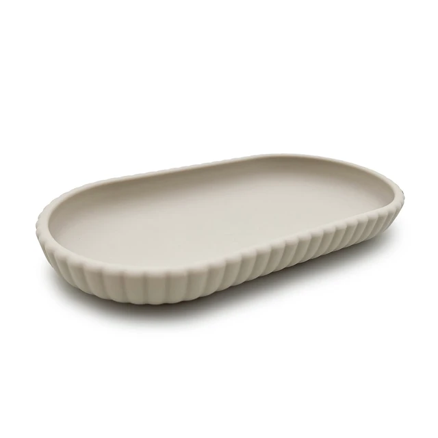 Alt view image 5 of 7 - Mainstays Rubberized Plastic Ribbed Accessory Tray, Beige