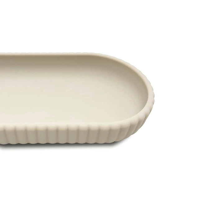 Alt view image 7 of 7 - Mainstays Rubberized Plastic Ribbed Accessory Tray, Beige
