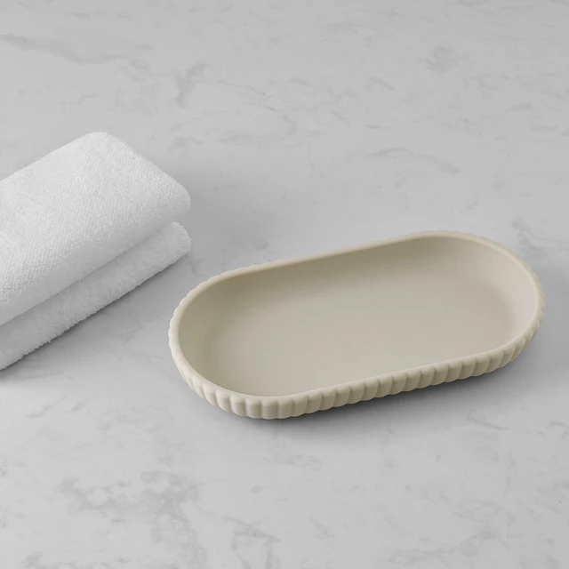 Alt view image 6 of 7 - Mainstays Rubberized Plastic Ribbed Accessory Tray, Beige