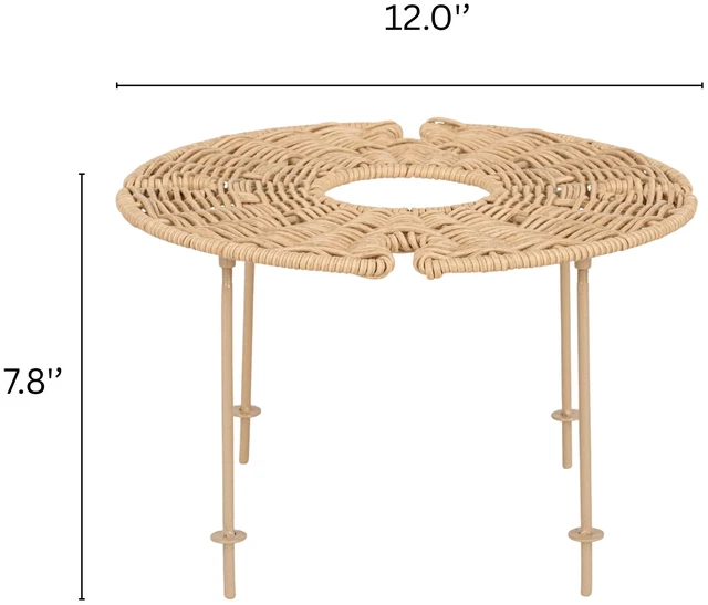 Alt view image 4 of 6 - Better Homes & Gardens Rattan Tray with Legs and Wine Holders