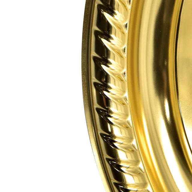 Alt view image 4 of 6 - 3-Pack 16-In Plastic Round Gold Serving Platter, Party Tableware