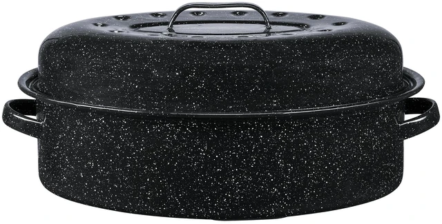 Main image of Granite Ware 18" Covered Oval Roaster, 15lb Capacity, Natural Non-Stick Roasting Pan