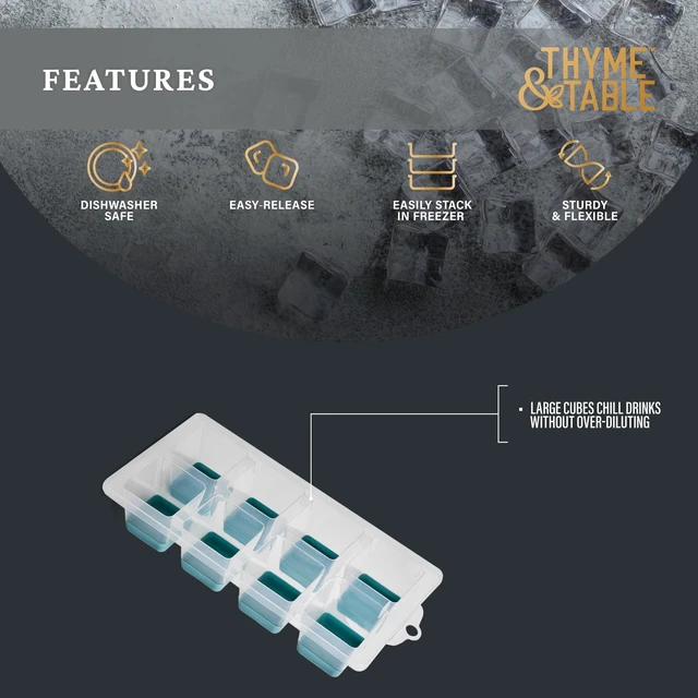 Alt view image 3 of 5 - Thyme & Table 2-Piece Jumbo Pop-Out Ice Tray Set, Blue
