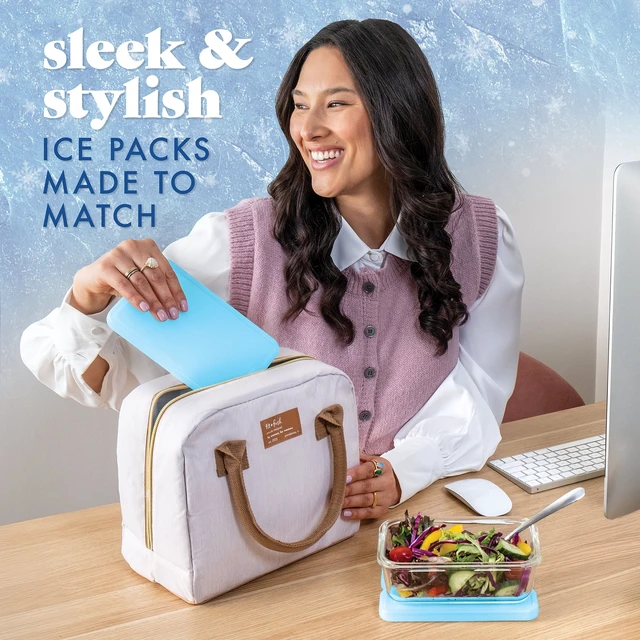 Alt view image 6 of 6 - Fit & Fresh XL Slim Reusable Ice Packs, Space Saving for Lunch Boxes & Coolers, 4 Pack, Clear Blue
